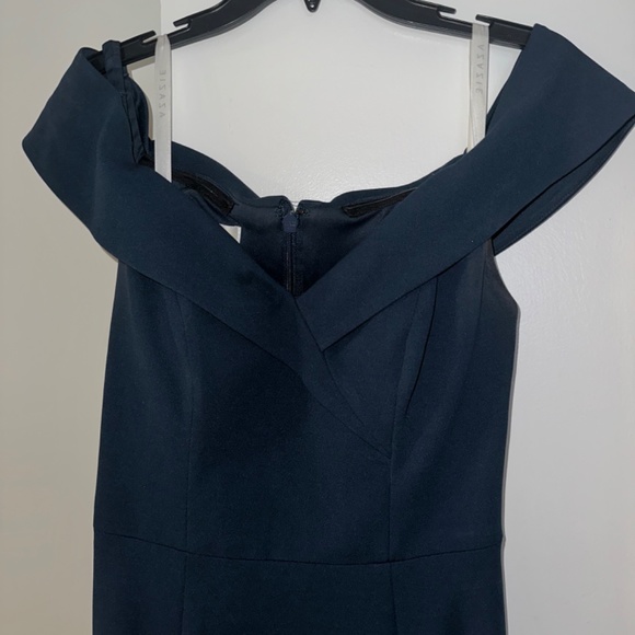 Azazie Navy Off the Shoulder Bridesmaid dress - Picture 7 of 7